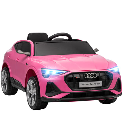 Audi E-tron Licensed 12V Kids Electric Ride on, Electric Car for Kids, with Parental Remote, Music Lights MP3, Suspension Wheels, for 3-5 Years, Pink