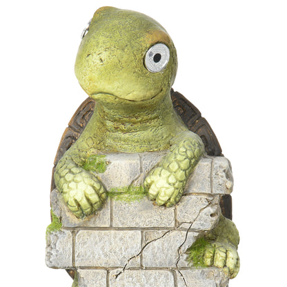 Vivid Tortoise Art Sculpture with Solar LED Light, Colourful Garden Statue, Outdoor Ornament Home Decoration for Porch, Deck, Grass