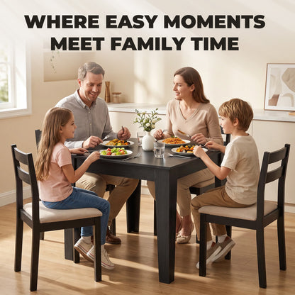 Dining Table for 4, 80L x 80W x 75Hcm, Black Wood Effect