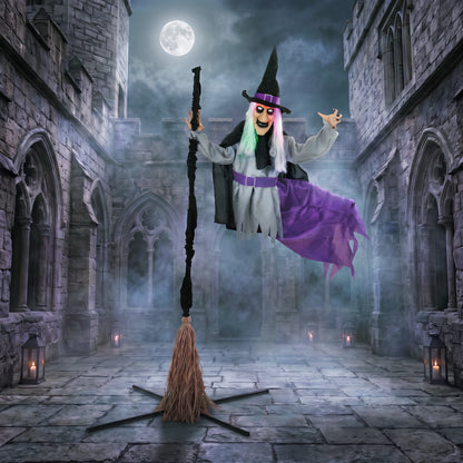200cm Life Size Animated Witch, Scary Halloween Animatronic Decor