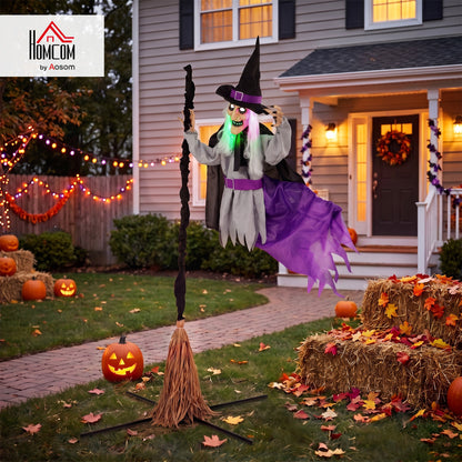 200cm Life Size Animated Witch, Scary Halloween Animatronic Decor