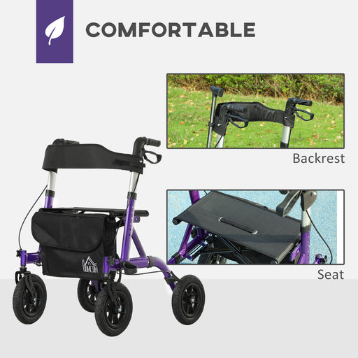 Rollator Walker with Seat, Backrest, Bag, All-terrain Wheels