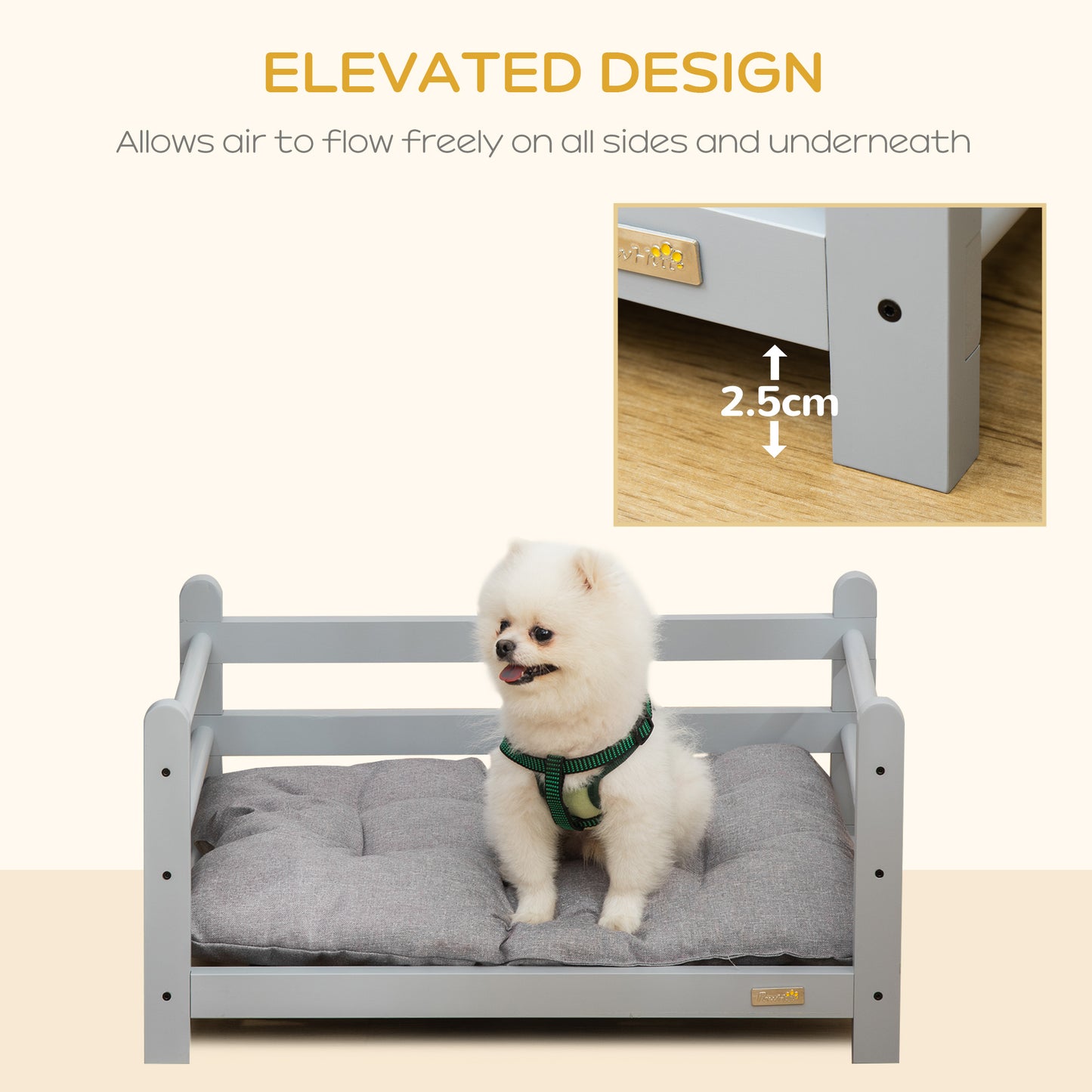 65cm Raised Pet Bed Elevated Dog bed For Small Sized Dogs Cushion