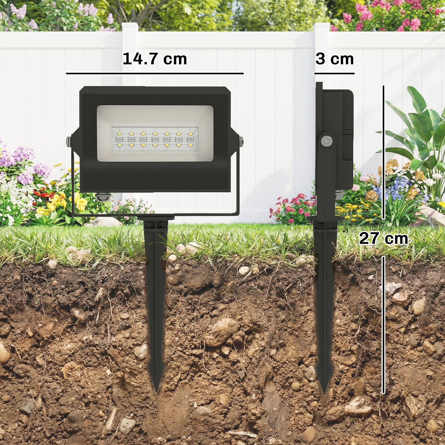 32W LED Floodlights, Smart Outdoor Flood Light with UK Plug, Black