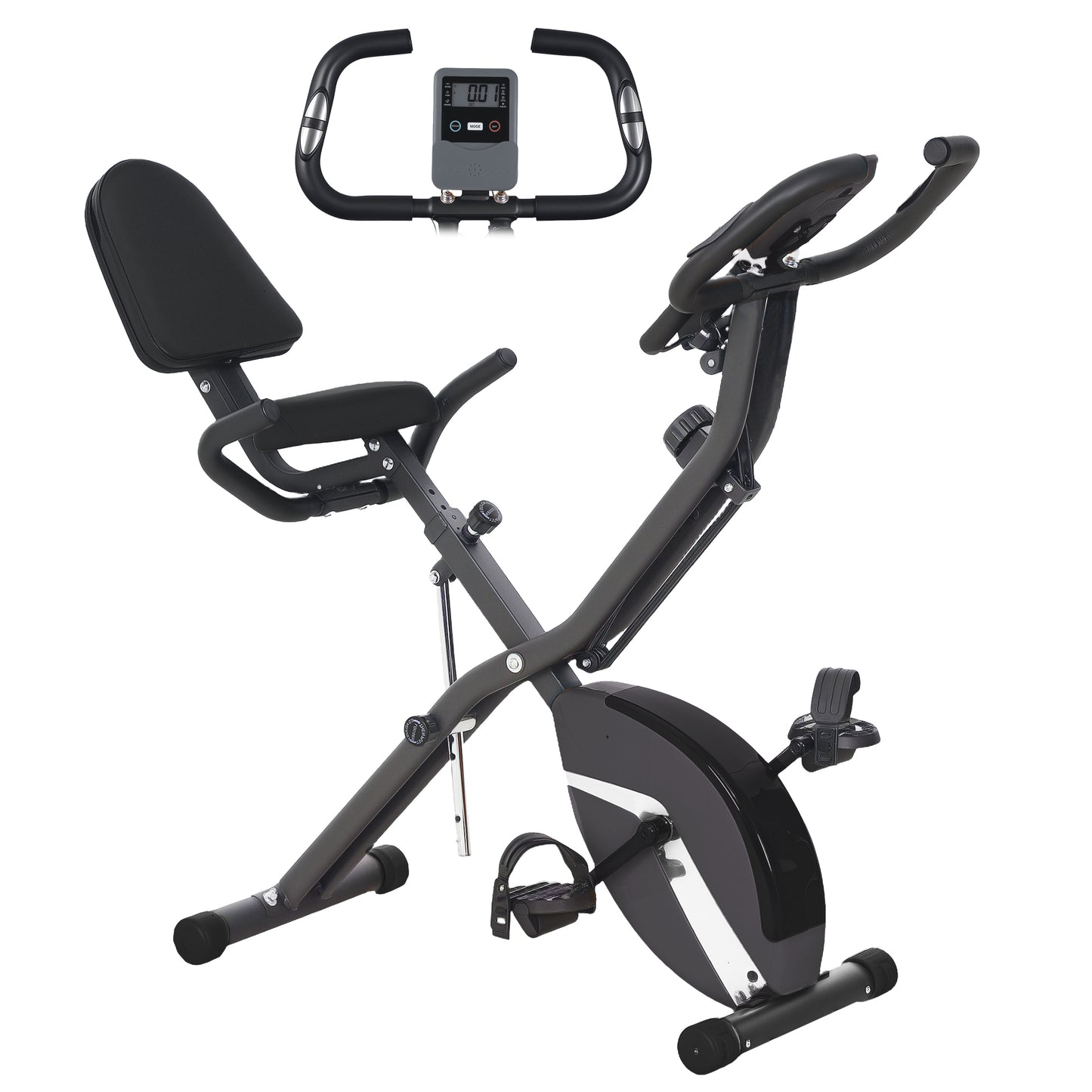 Folding Exercise Bike with Arm Bands and Hand Pulse Sensor, Black