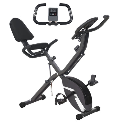 Folding Exercise Bike with Arm Bands and Hand Pulse Sensor, Black