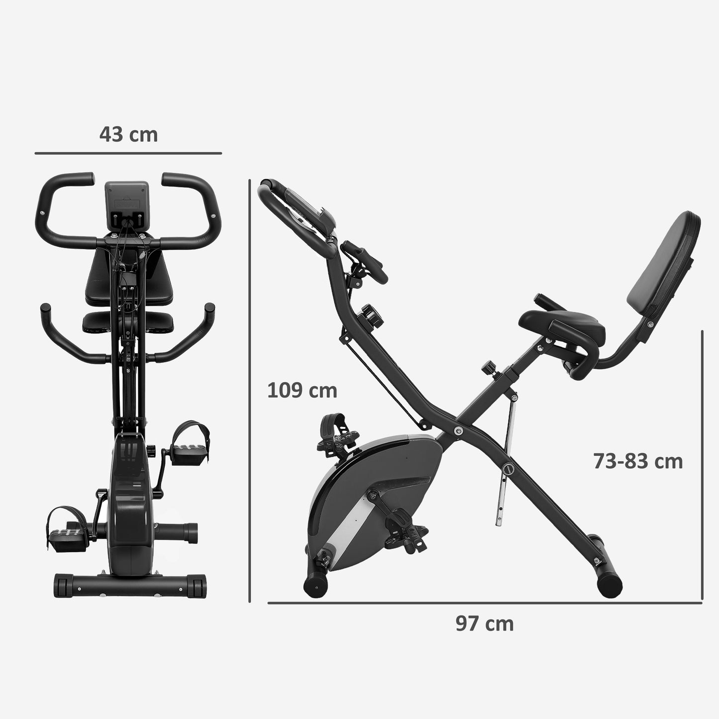 Folding Exercise Bike with Arm Bands and Hand Pulse Sensor, Black