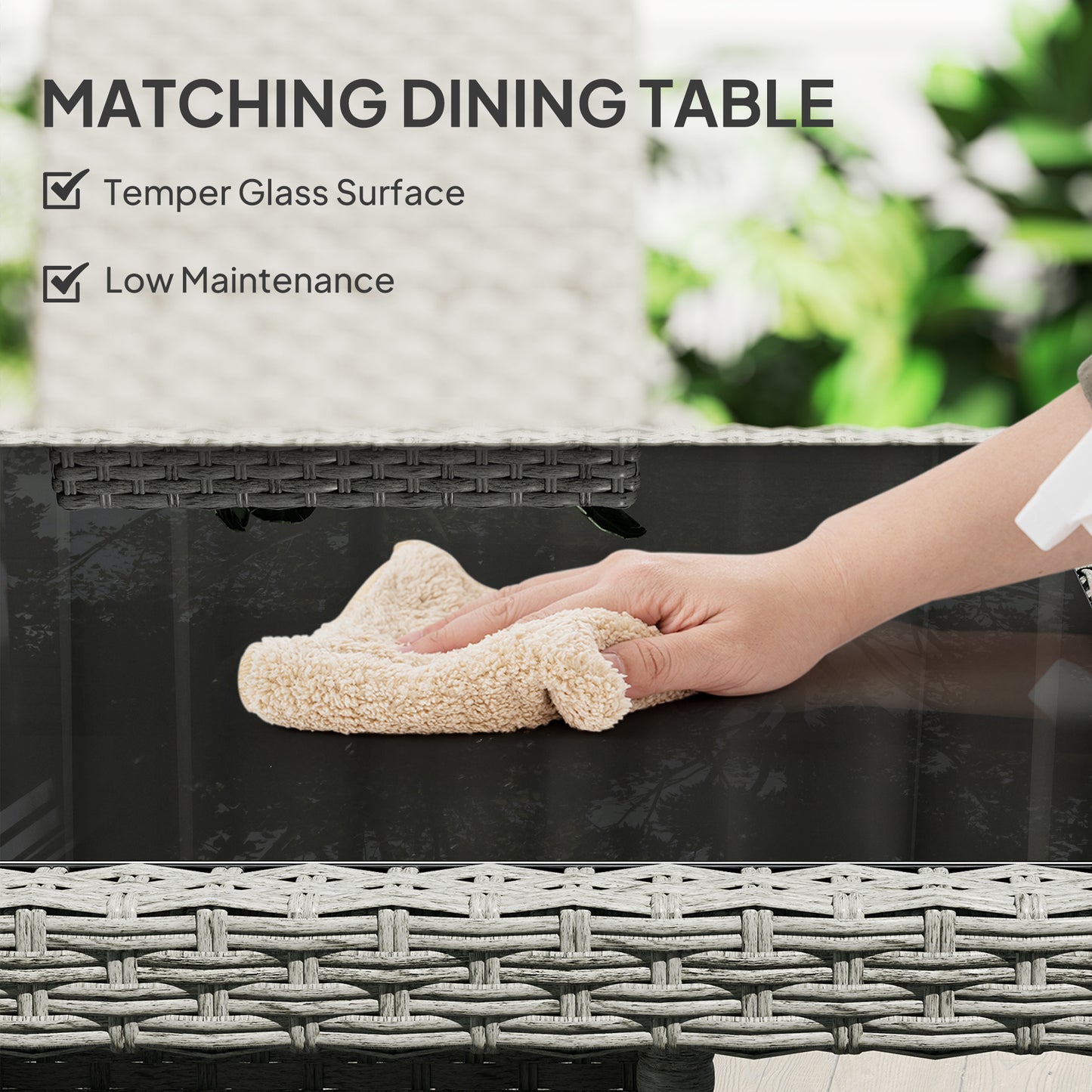 4 Seater Rattan Garden Furniture Set with Cushion, Grey