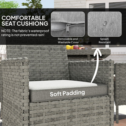 4 Seater Rattan Garden Furniture Set with Cushion, Grey