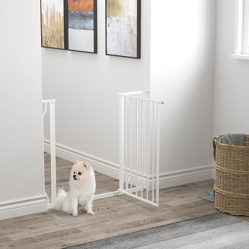 Wide Dog Safety Gate, with Door Pressure, for Doorways, Hallways, Staircases - White