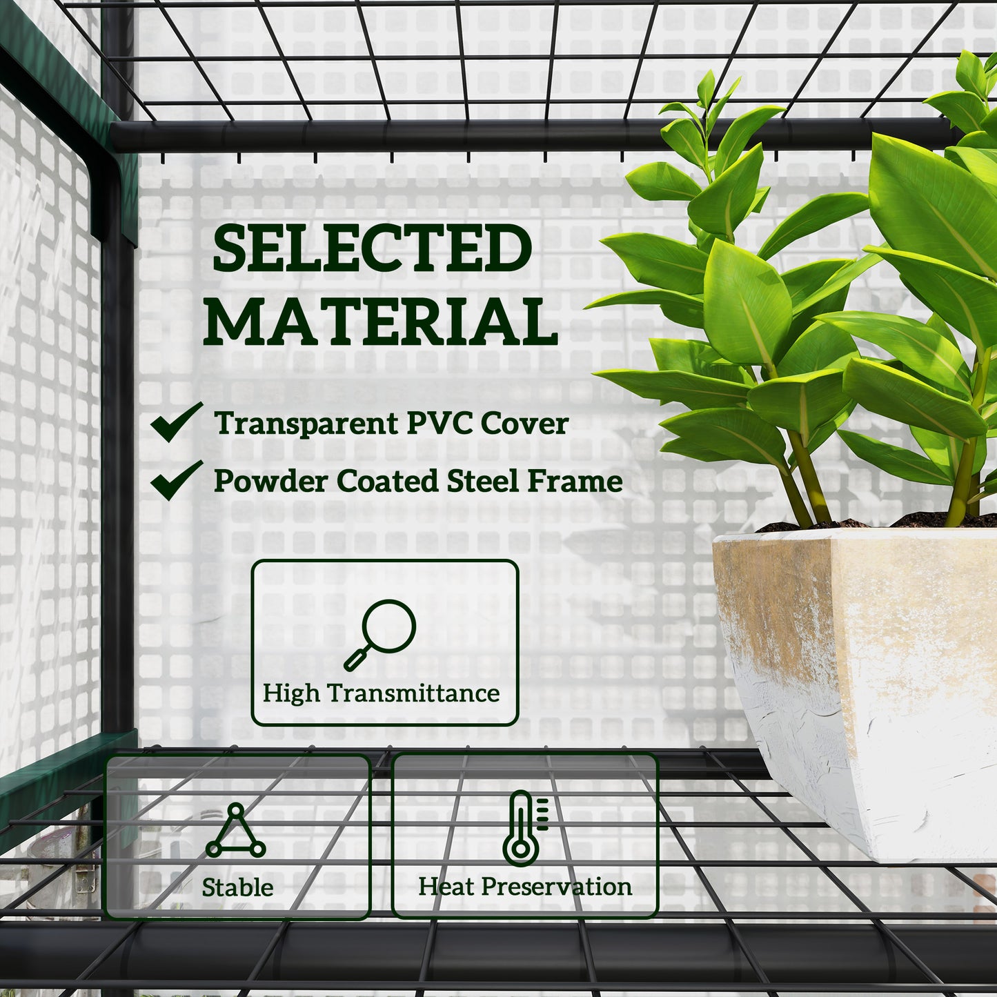 5 Tier Mini Greenhouse Grow House w/ Roll Up Door, White/Green