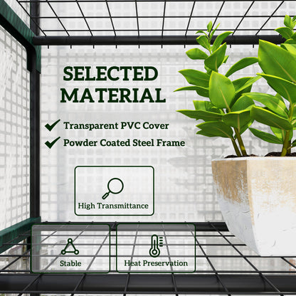 5 Tier Mini Greenhouse Grow House w/ Roll Up Door, White/Green