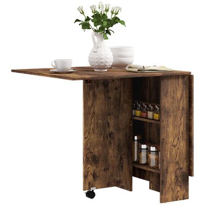 80-140 cm Folding Dining Table for 4-6 Drop Leaf Table Rustic Brown