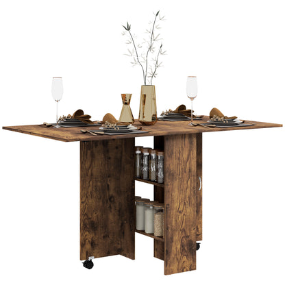 80-140 cm Folding Dining Table for 4-6 Drop Leaf Table Rustic Brown