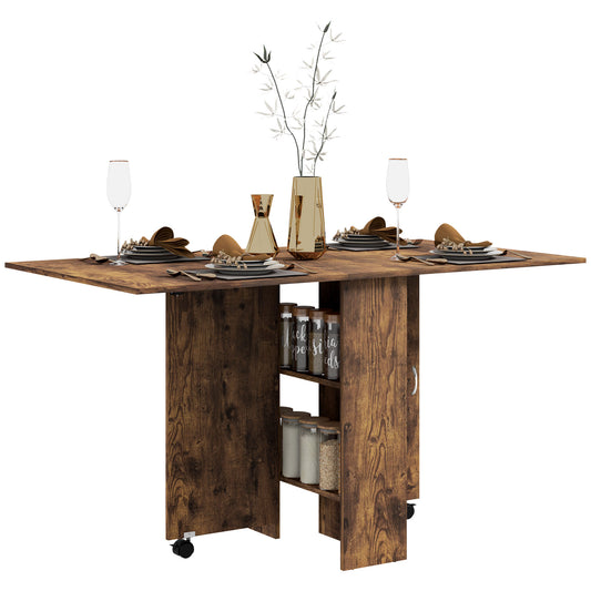 80-140 cm Folding Dining Table for 4-6 Drop Leaf Table Rustic Brown