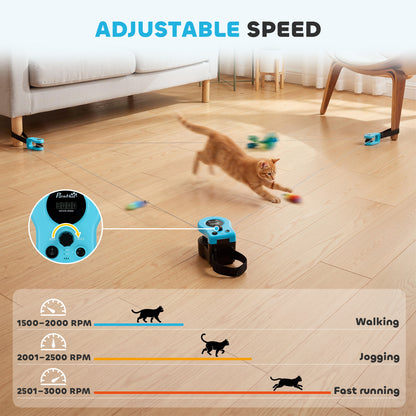 Interactive Cat Toy for Indoor Kittens & Adult, Automatic & Remote Control Electric Cat Toy with Adjustable Speed, DIY Track & Mouse Sound, Rechargeable Boredom Buster