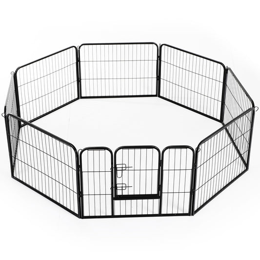 Heavy Duty Dog Pet Puppy Metal Playpen Play Pen Rabbit Pig Hutch Run Enclosure Foldable Black 80 x 60 cm (Small)