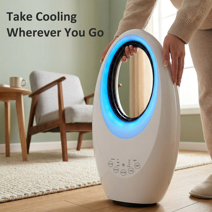 Bladeless Tower Fan for Bedroom, 36dB Standing Cooling Fan, White