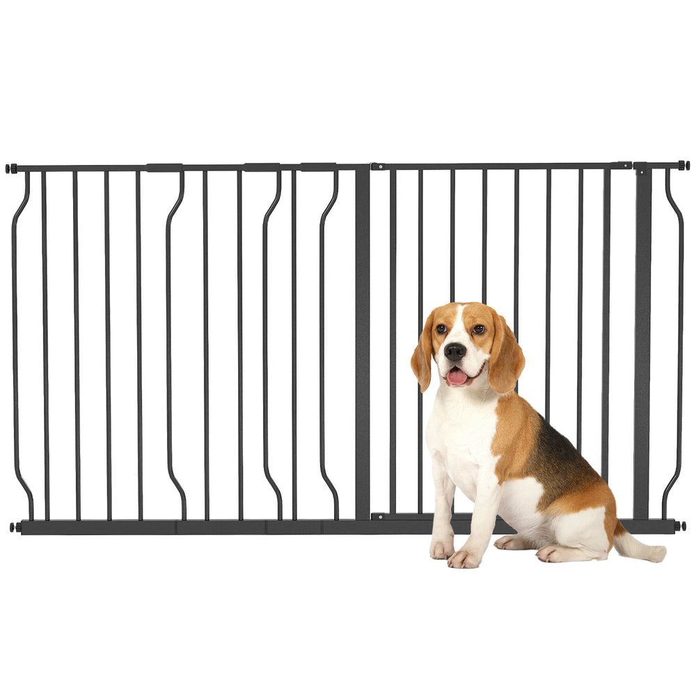 75-145cm Dog Gate Extra Wide Stairway Gate for Pet,Pressure Fit Stair Gate for Doorways, Hallways, Staircases, Black