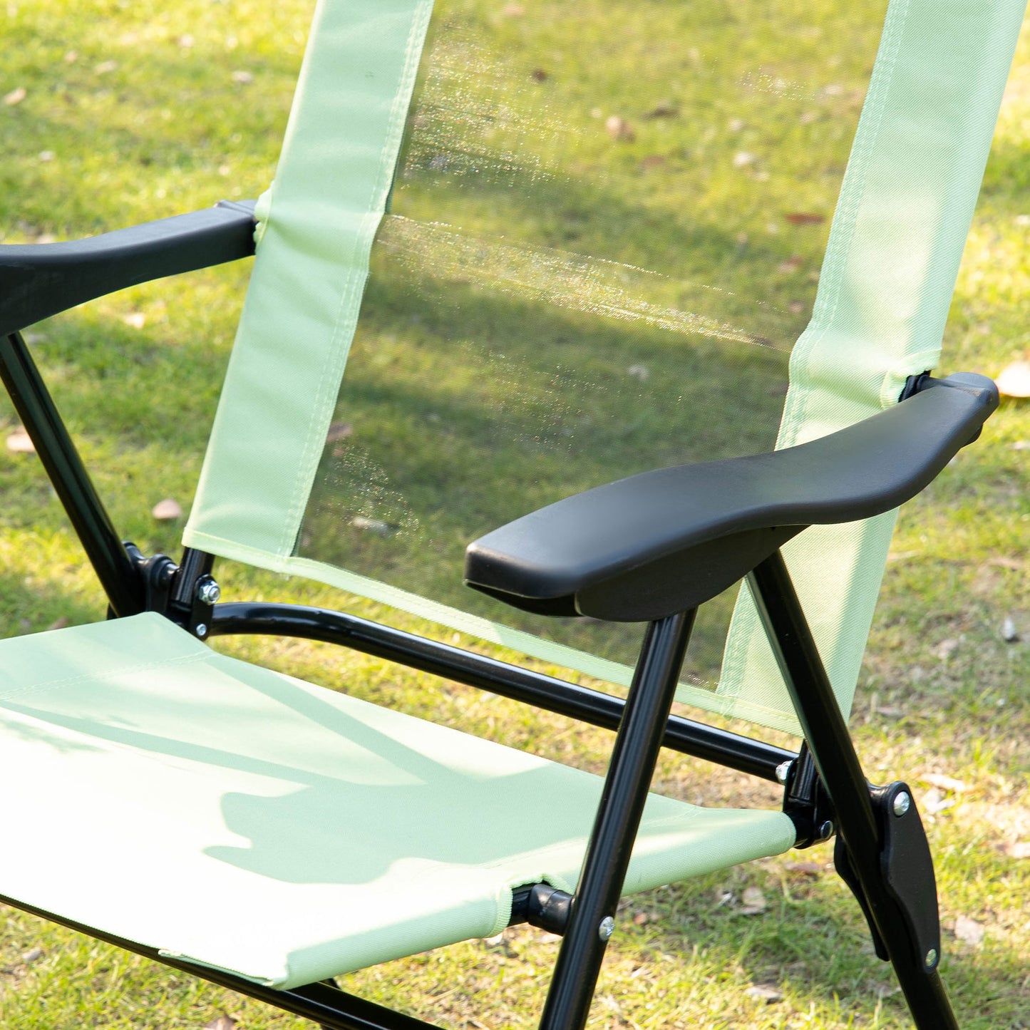 Garden Chairs Set of 2 Folding Camping Chair Recliners, Green