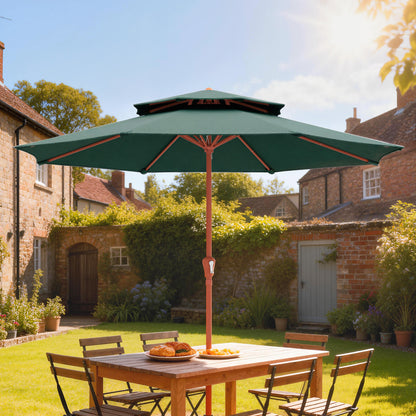 2.7 m Garden Parasol with Double Top, Green
