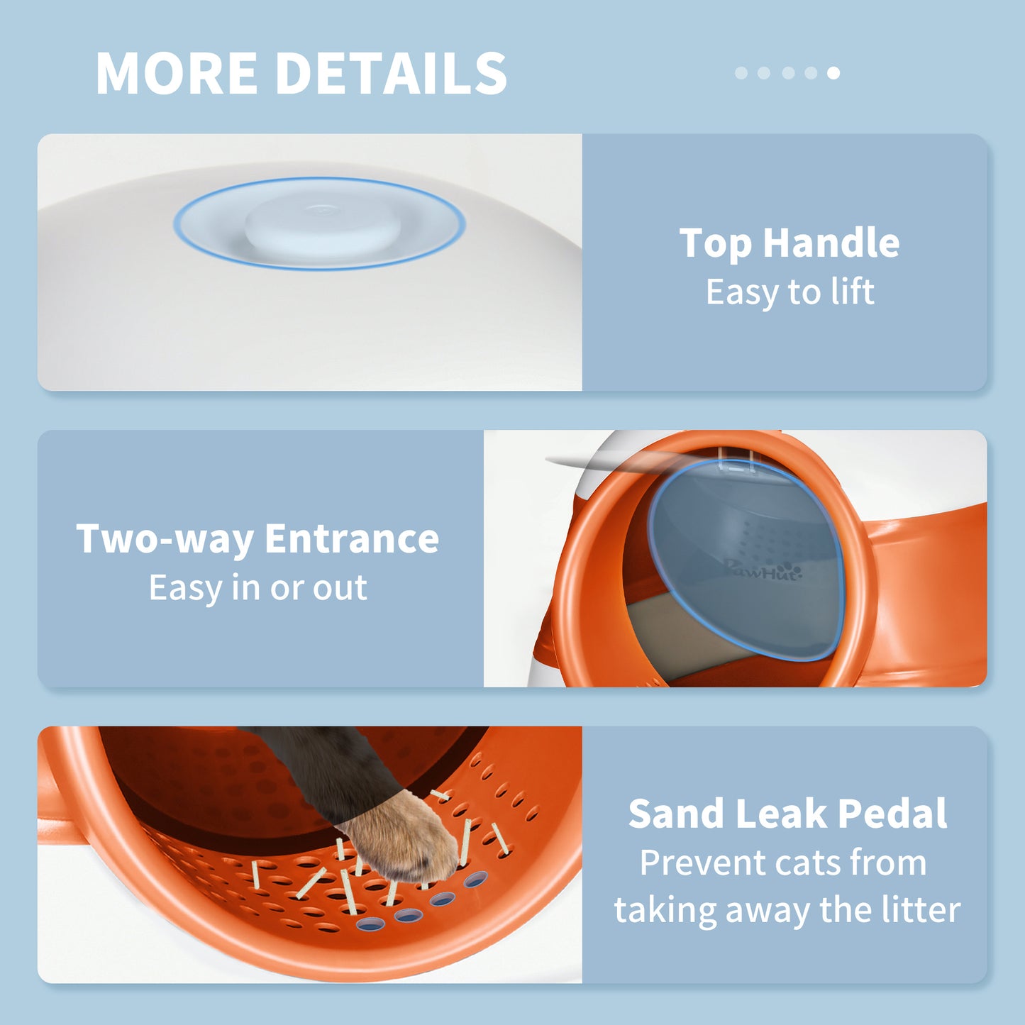 Foldable Cat Litter Tray Hooded Cat Litter Box w/ High Side, Orange