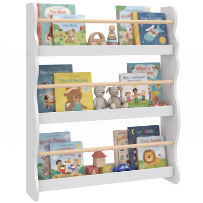Kids' 3-Tier Wall-Mounted Bookshelf - White