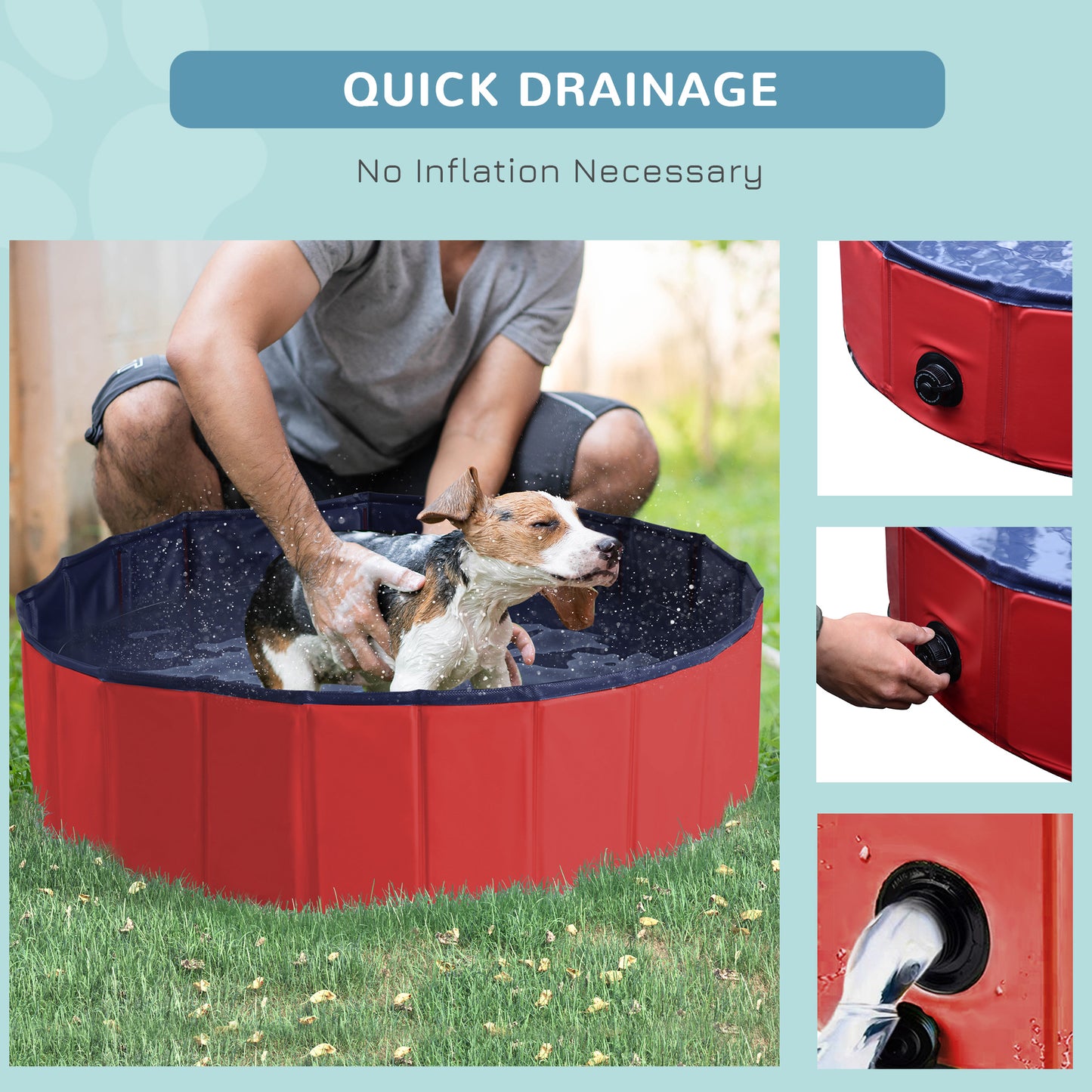 Pet Pool Swimming Bath Portable Cat Dog Foldable Puppy Bathtub Φ100 x 30H