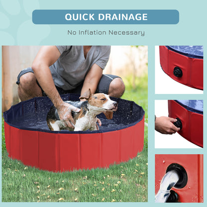 Pet Pool Swimming Bath Portable Cat Dog Foldable Puppy Bathtub Φ100 x 30H