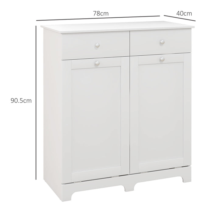 Modern Bathroom Cabinet with Laundry Baskets and 2 Drawers White