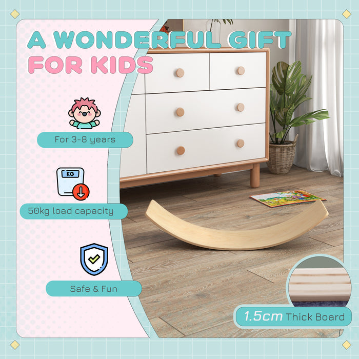 Kids Wooden Balance Board for Children, for 3-8 Years Old, Natural