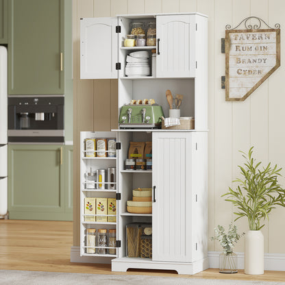 Storage Cabinet with Doors and Open Storage Shelf, White
