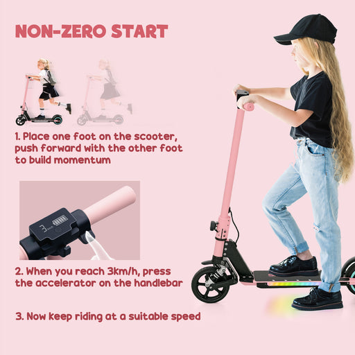 Folding Electric Scooter w/ LED Lights and Display, Pink