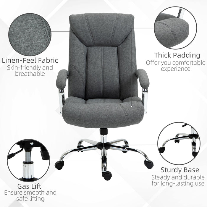 Swivel Desk Chair with Linen Fabric√î¬∫√•Study Task Chair for Home Office, Adjustable Height, Armrests, Swivel Wheels, Grey