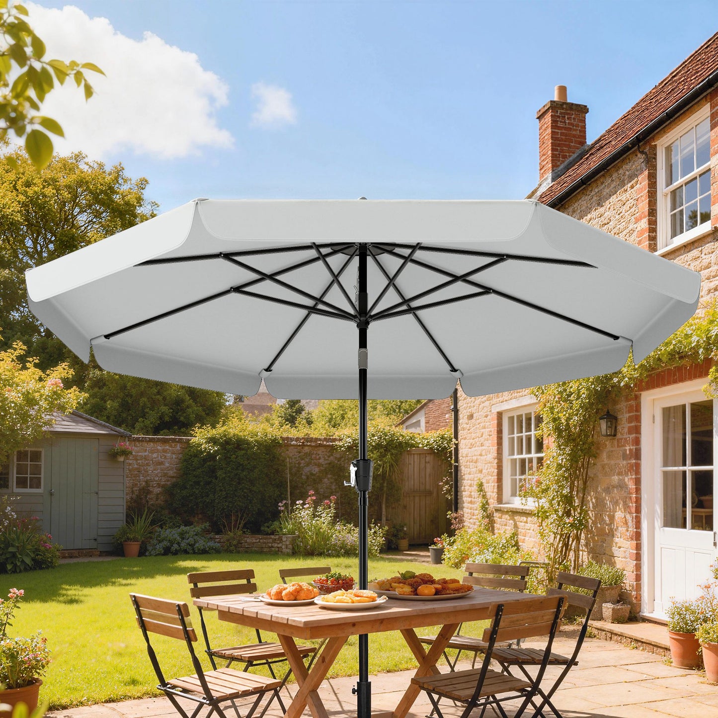 3 m Garden Parasol with Tilt & Crank, UPF30+ Outdoor Table Umbrella