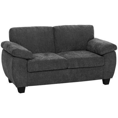 2 Seater Sofa, Chenille Small Sofa with Spring Cushions, Dark Grey