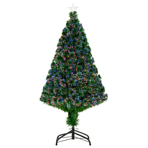 Prelit Christmas Tree Artificial Tree, Metal Base, Pre-Lit, 1.2m