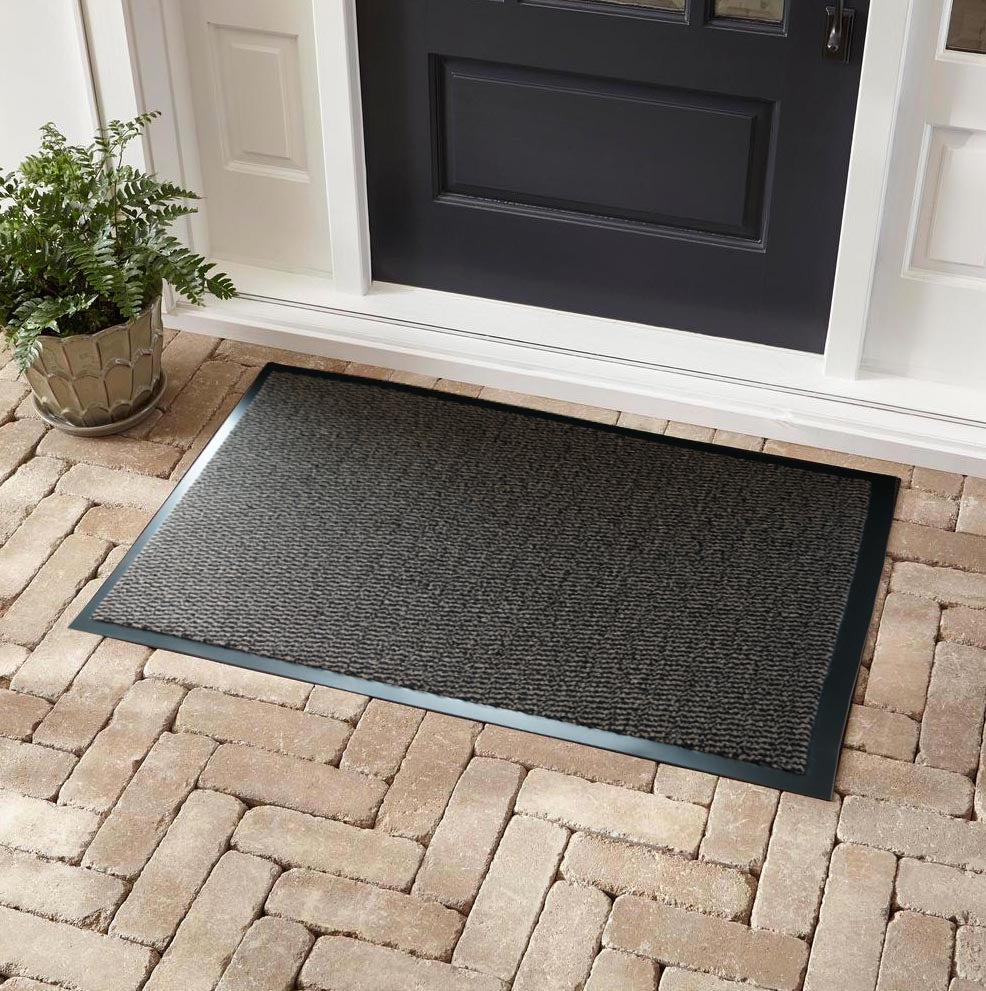 Leyla Non Slip Dirt Trapper Rubber Edged PVC Barrier Door Entrance Mats - 7 Colours Available