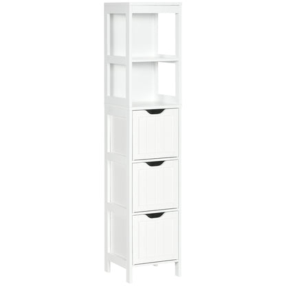 Tall Bathroom Cabinet, Slim Bathroom Storage Unit, Freestanding Narrow Floor Cabinet with 3 Drawers and 2 Open Shelves
