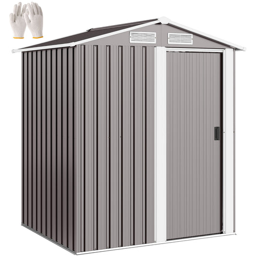 5ft x 4.3ft Outdoor Metal Storage Shed with Sliding Door Sloped Roof