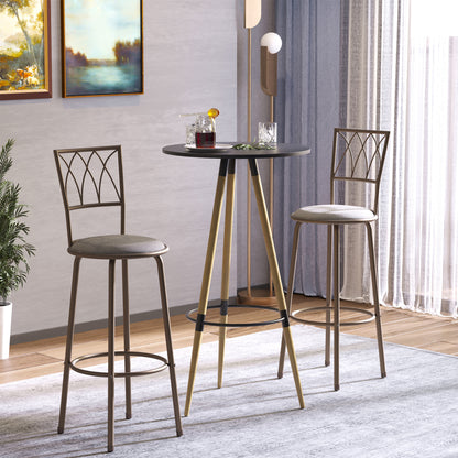 Set of 2 Bar Chairs Swivel Armless Upholstered Metal Frame Barstools