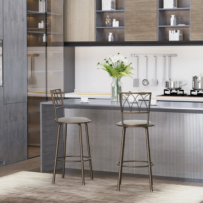 Set of 2 Bar Chairs Swivel Armless Upholstered Metal Frame Barstools