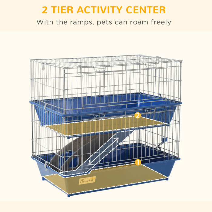 Metal 2-Tier Small Animal Cage Blue