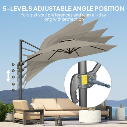 3 x 3(m) Cantilever Parasol Garden Umbrella with Base Light Grey