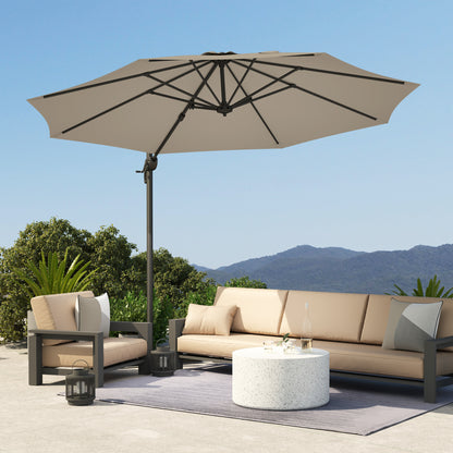 3 x 3(m) Cantilever Parasol Garden Umbrella with Base Light Grey