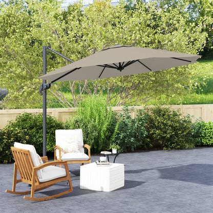 3 x 3(m) Cantilever Parasol Garden Umbrella with Base Light Grey