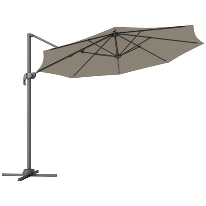 3 x 3(m) Cantilever Parasol Garden Umbrella with Base Light Grey