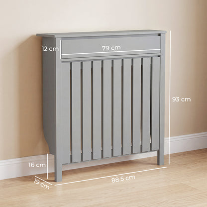 Radiator Cover with Drawer and Vertical Slats Grey