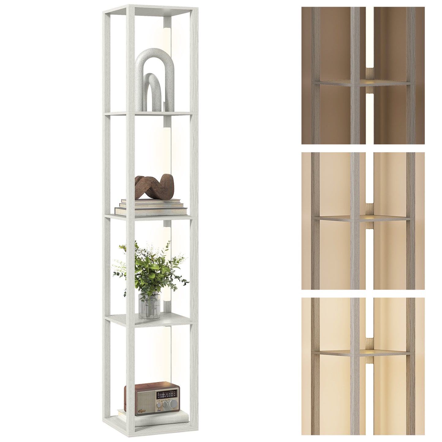 Floor Lamp for Living Room, Standing Lamp with Foot Switch, Oak