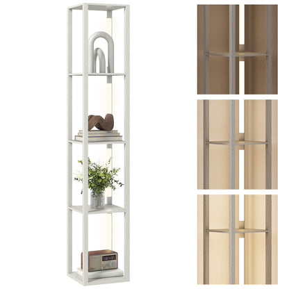 Floor Lamp for Living Room, Standing Lamp with Foot Switch, Oak